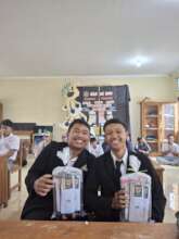 Students with their school supplies