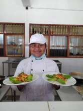 Sponsored student in cooking practicum