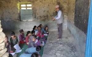 Students learning about hygiene practices