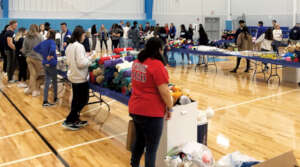 Volunteers packing Comfort Cases