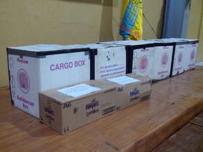 Balikbayan boxes filled with books