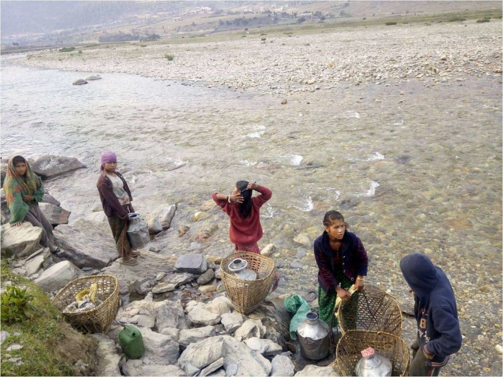 A typical stream water source in rural villages