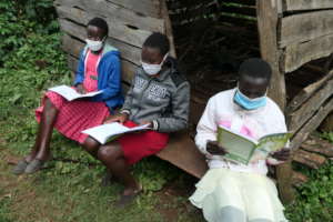 Children attending a learning group in Kenya