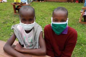 Children attending a learning group in Kenya