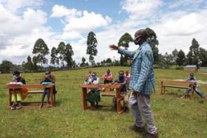 Children attending a learning group in Kenya