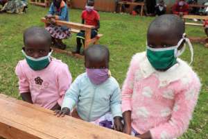 Children attending a learning group in Kenya