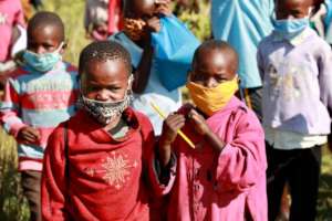 Children attending a learning group in Kenya