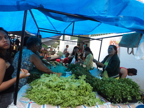 Farmers selling products in the Pintadas Open Fair