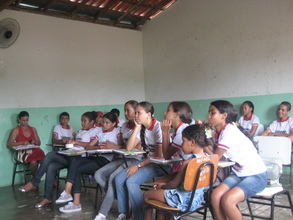 Students engaged in a lesson about climate change