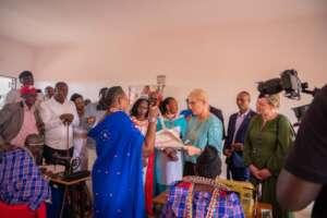 Guests interacting with the women