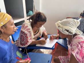 Women doing an activity in their training