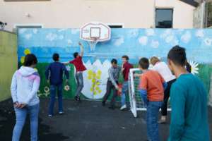 Children on the playground of the house in Zenica