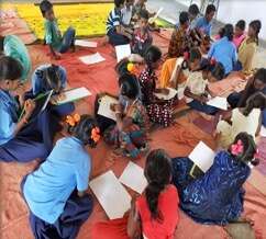 Studying together at child club