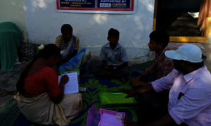 Children and their mother get interviewed