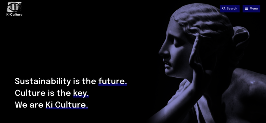 A screenshot of Ki Culture's new website