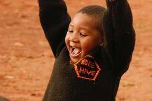 BeeHive Student celebrating a soccer goal!