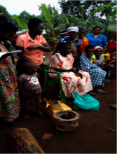 Women lighting mobile stoves