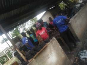 Students undergoing training at the briquette unit