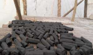 dry briquettes in the shade
