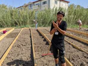 Building raised beds in Because We Carry garden
