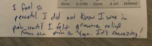 Notecard written by a Y4C student after class