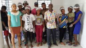 Some of our staff members in the water factory