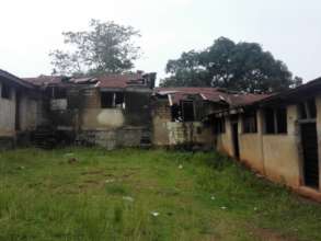 School buildings with damaged roofs
