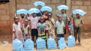 Happy children with pure water