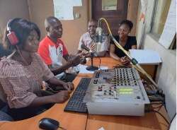 Radio producers in Marromeu, Mozambique