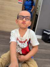 Noe wearing his new eyeglasses