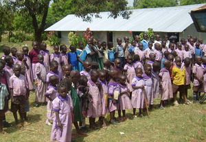 Added classes of pupils in front of new school