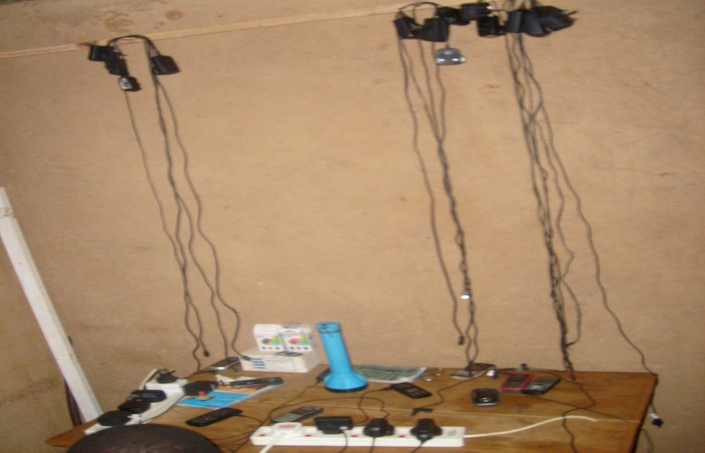 Cell phone charging station powered by solar panel