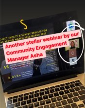 Asha facilitating an online webinar