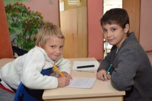 Girls are doing homework together