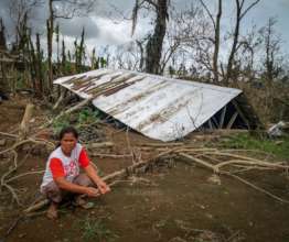 "Partially damaged" house by Typhoon Gono