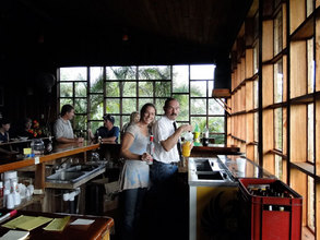 Tending Bar-he looks surprised!!