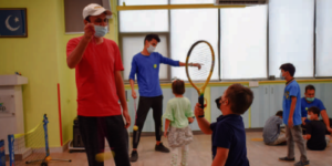Children enjoying the Virtual Tennis class