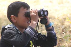 Youth getting a closer view of nature