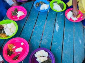 Pap and vegetables prepared for the children