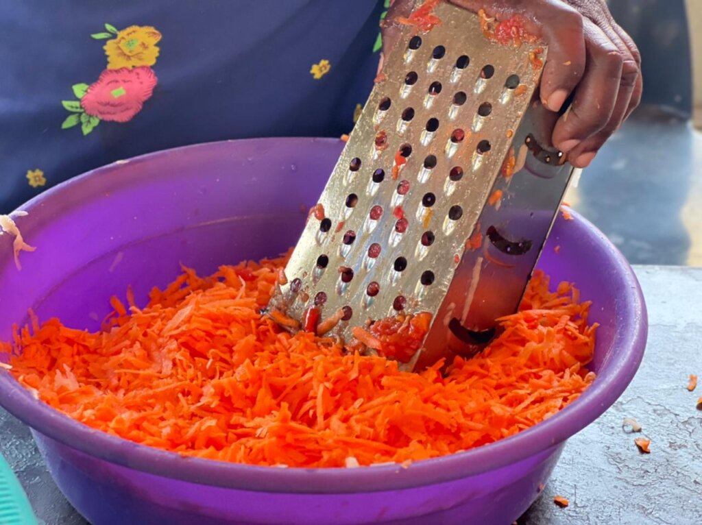 Grating vegetables for today's nutritious lunch