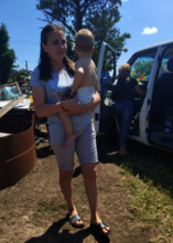 A mother and her child from Liubomyrivka village