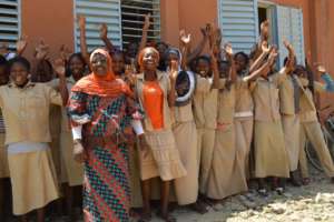 Madame Zalle, our project leader & female students