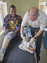 Don, PT with an amputee with schrapnel in his foot