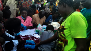 Caregivers, children being screened for  HIV/AIDS