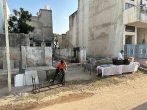 Setting up in front of our 4th clinic site
