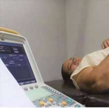 Maria Ruiz, receiving her breast ultrasonography