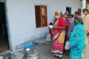 receiving daily food from kitchen