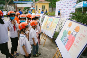 Exhibition of artwork entries in drawing contest