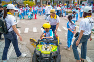 Students participating in event activities