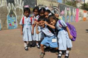 Happy school girls